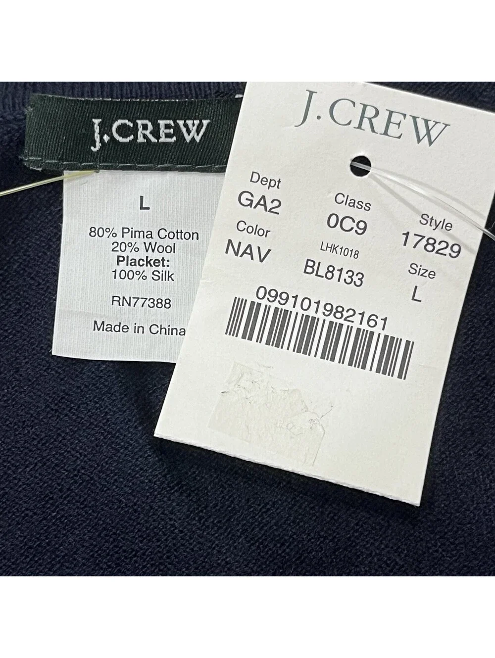 J.Crew NWT Navy Sequin Cardigan L Pima Cotton Wool Silk Y2K Preppy SP10 Coquette